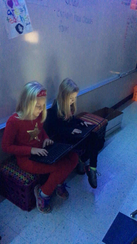Laney O. and Madalyn R. on Google Classroom explaining how clouds form
