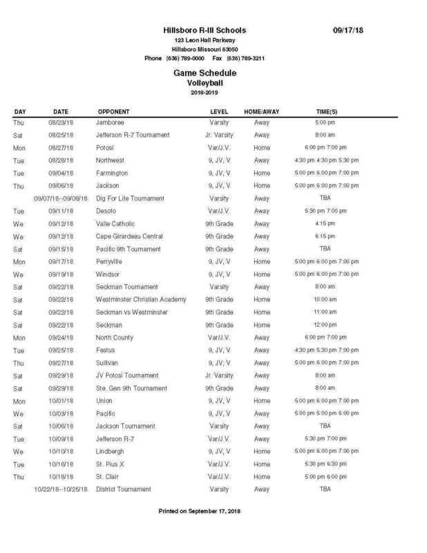 Hawks Volleyball Schedule